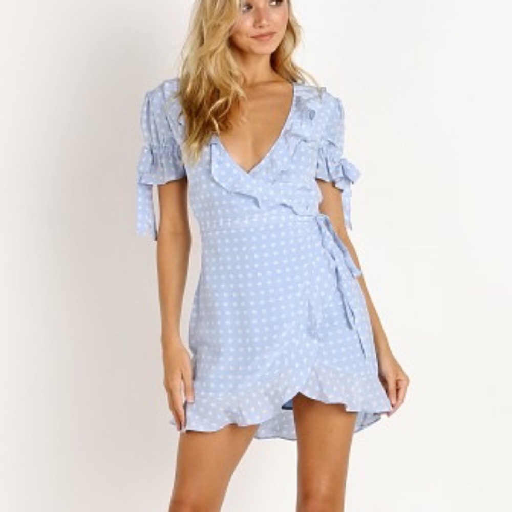 For love and lemons sweetheart mini wrap dress